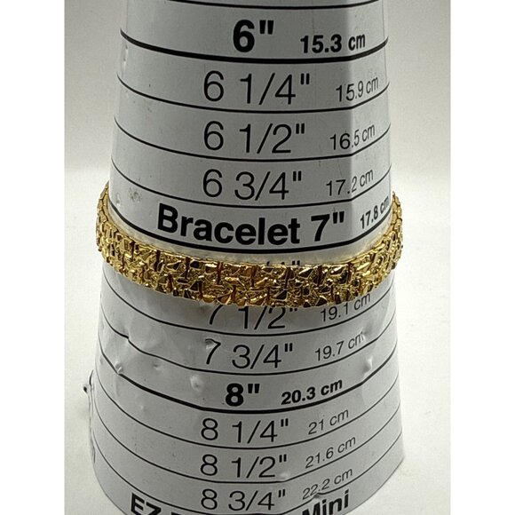 Gold-Tone Textured Link Bracelet With Fold-Over Clasp - Picture 2 of 5